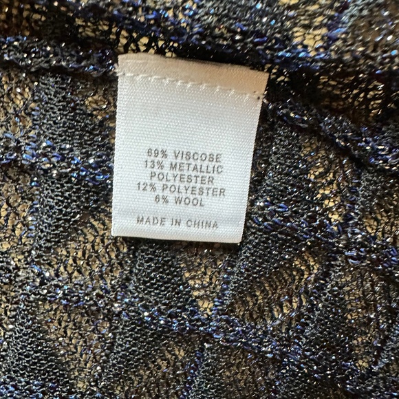 St. John Navy/Black shimmer open front cardigan, duster, SP, G1246 - Picture 6 of 6